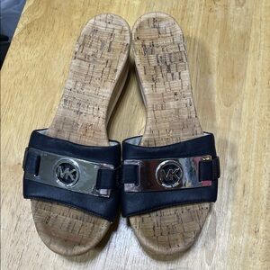 Michael Kors Black and Silver Slide Sandals